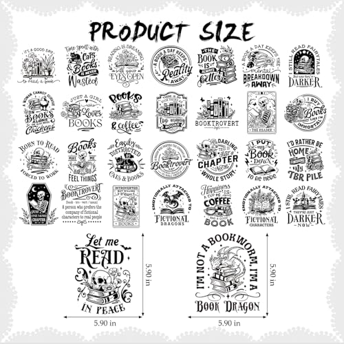 Dazoratix Floral Book Transfer Stickers - 30 Sheets Reading Books Lover Iron on Transfers Funny Ready to Press for T-Shirts DIY Crafts Women Clothing Decals Pillow Patches Bag Appliques Decorations - size: 30 Sheets, style: Floral Book