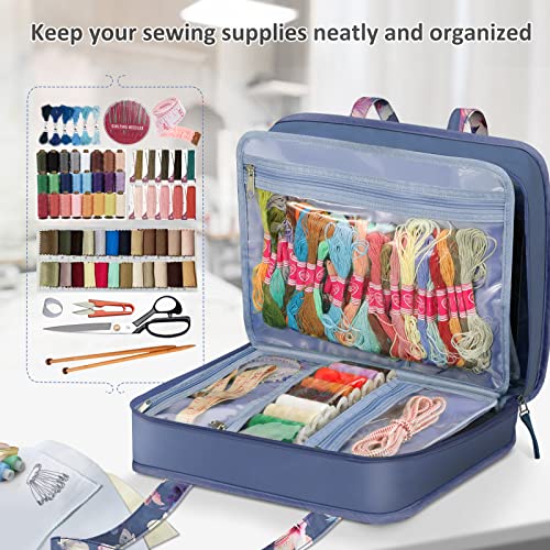 FINPAC Sewing and Craft Supplies Storage Tote Bag with Clear Pockets - color: Blooming Hibiscus
