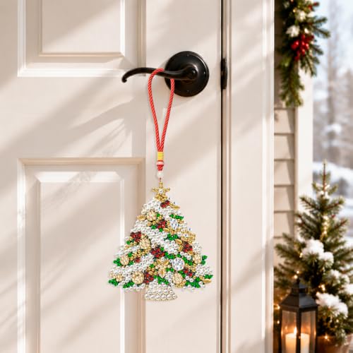 Aeepics Hanging Diamond Art Kit for Adult Mandala, DIY Diamonds Painting Pendant Ornament Kit, Acrylic Diamond Art Painting Board Kit (Christmas Tree) - color: Christmas Tree