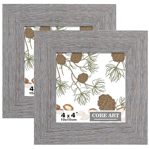 CORE ART 4x4 Picture Frame, Solid Wood Rustic Dark Gray, 2 Pack - color: Dark Grey, size: 4x4 - 2 pack