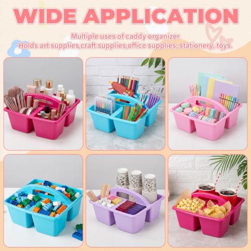 Kathfly 12 Pack Classroom Caddy Organizer with Handle Bulk, Purple Pink - color: Purple Pink