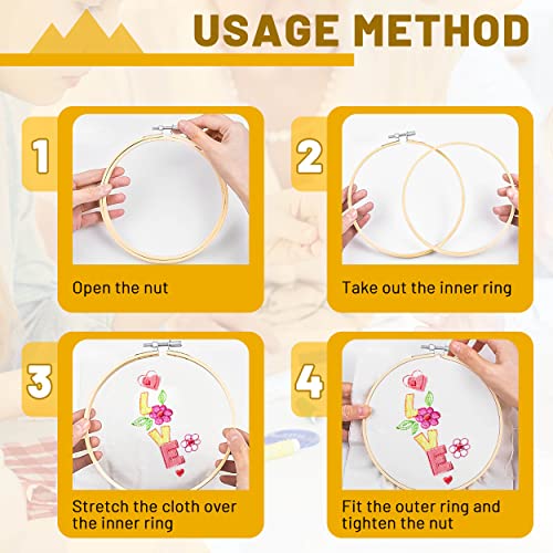 GIEMSON Embroidery Hoop 10 Inch 12 Pieces Large Embroidery Hoops Bamboo Circle Cross Stitch Hoop for Embroidery Art Craft Sewing - size: 10 inch