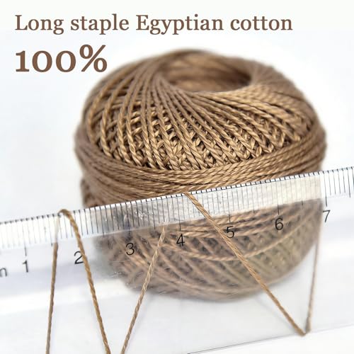 Double Mercerized Egyptian Long Staple Cotton Pearl Thread Ball 10 Grams Rainbow Color Embroidery Thread 10 Colors per Box for Crochet Hardanger Cross Stitch Hand Embroidery,caffee Series - color: caffee series