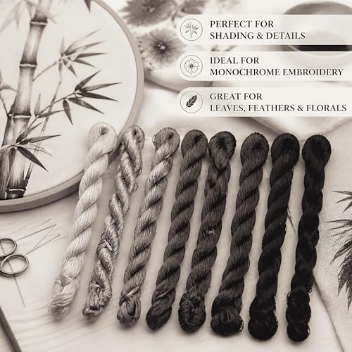 Natural 100% Silk Thread, Handmade Embroidery Thread Silk Floss 8 Colors 110m Each (82) - color: 82