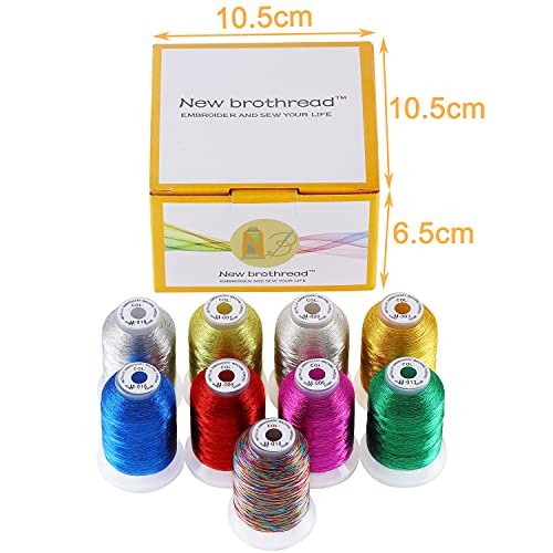 New brothread 9 Basic Colors Metallic Embroidery Machine Thread Kit - color: 9 Metallic Colors -1