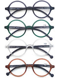 Round Reading Glasses for Women Men Blue Light Blocking Circular Readers Unisex Ultra Lightweight Circle Eyeglasses - color: Black/Clear/Transparent Brown&green