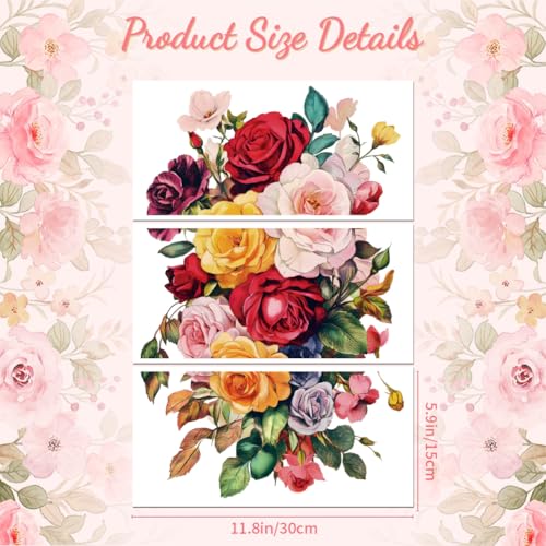 Peacoblue Victorian Flower Rub On Transfers for Furniture Craft 6"x12" - style: Victorian Style Flower