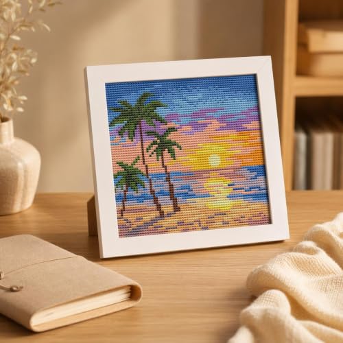 WUSARPLY Sunset Landscape Stamped Cross Stitch Kits for Adults with Framed - color: DKJ034