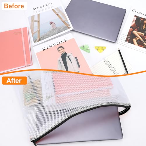 20pcs Mesh Zipper Pouch Bags A4 Mesh Bags for Classroom Organization, Waterproof Document Zipper Pouches for Cosmetics, Travel Storage File Bags for Office Supplie (Black-A3-20PCS) - style: Black-A3-20PCS