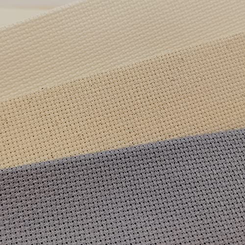 KCS 3 pc of 12" x 18" 18CT Counted Cotton Aida Cloth Cross Stitch Fabric (Antique White +Oatmeal+Light Steel Grey) - color: Antique White +Oatmeal+light Steel Grey