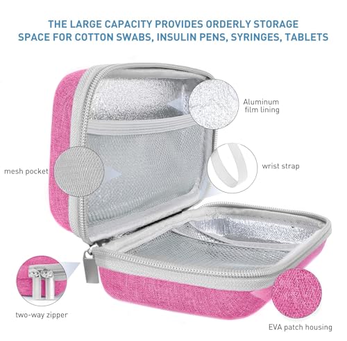 suzamed Insulin Cooler Travel Case, 2x150g Ice Pack TSA Approved, Pink - color: Pink