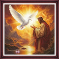 Funchey Counted Cross Stitch Kits for Adults Needlepoint Kits Unprinted Cross Stitching Embroidery Kit 11CT Cross Stitch Supplies-Jesus Prayers and Seagulls 18x18 inch - color: ArtsKit08