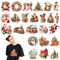 Tinlade 24 Pcs Christmas Iron on Decal Patches Heat DTF Transfers Christmas Design HTV Iron-on Transfers for T-shirt Reindeer Santa Snowman Patches Decals for Clothes Bag Covers DIY Crafts Decorations - style: Christmas