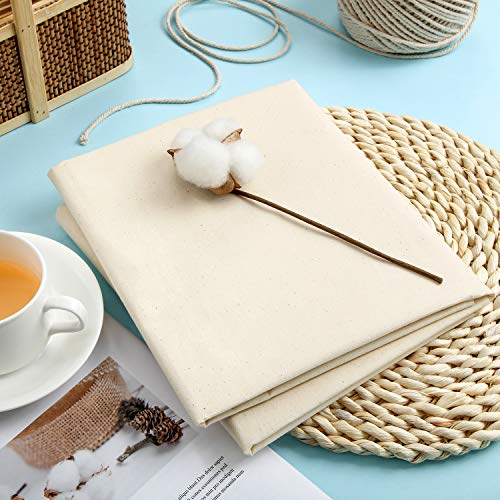 Boao Natural Cotton Muslin Fabric 63 Inch x 1 Yards Unbleached Muslin Linen Fabric Material for Sewing Embroidery, Garments, Crafts Material, Sold in One Yard Packages