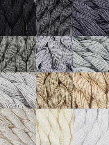 KCS 328 Yards(300 Meters) Mercerized Pearl Cotton Crochet Needlepoint Thread,Size 5, 12 skeins,Mixed Color 01 - color: 12color01, size: 12 skeins