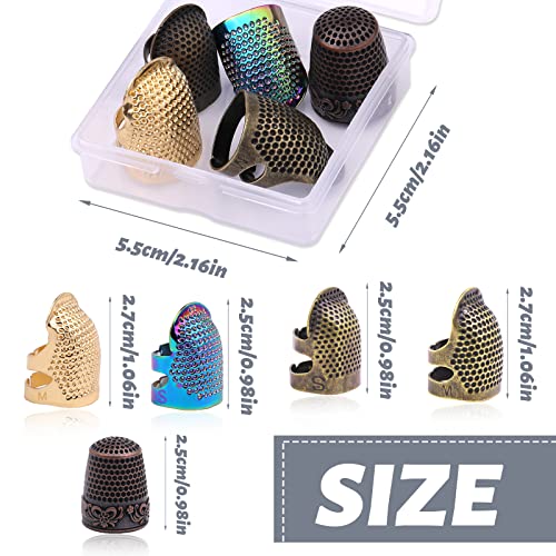Yizzvb 5 Pcs Sewing Thimbles Kit Metal Finger Protector Quilting Ring