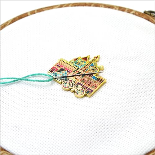 Awesome Pattern Studio Needle Minder Set – Paris Magnetic Needle Minder + 2 Needle Threaders. Enamel Pin for Cross Stitch, Embroidery and Craft - size: Paris Set #1
