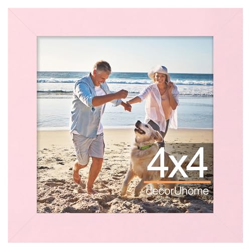 decorUhome 4x4 Picture Frame for Wall or Tabletop, Pink - color: Pink, size: 4x4