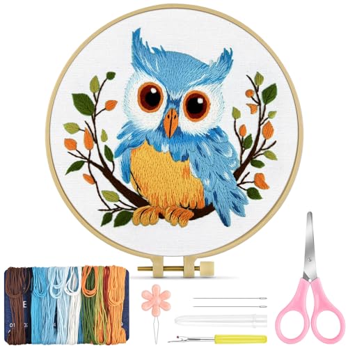 TINDTOP Embroidery Kit for Beginners Adult, Owl Embroidery Kit - color: Owl