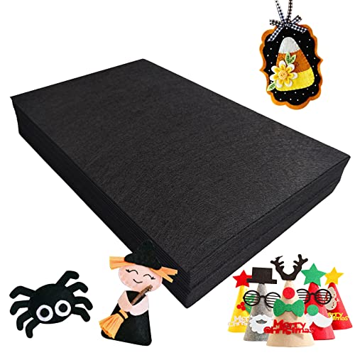 Jtnohx Stiff Felt Sheets, 32 Pcs Felt Fabric, 7"×11.3" Color Felt for Crafts, Craft Felt Square for Sewing (Black) - color: Black
