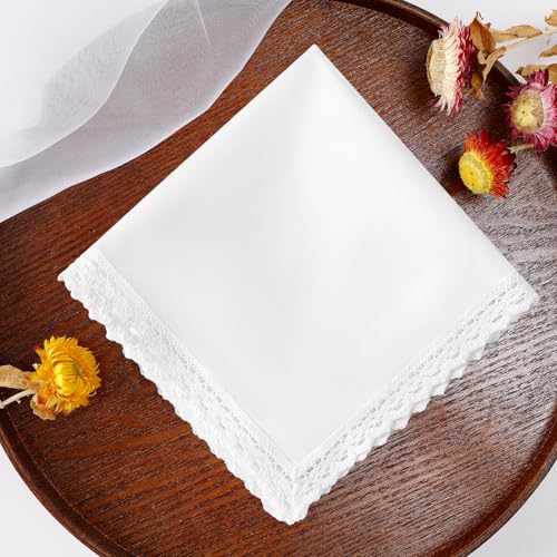 White Lace Handkerchiefs for Women Soft Cotton Women’s Handkerchief - color: White Lace - 6pcs