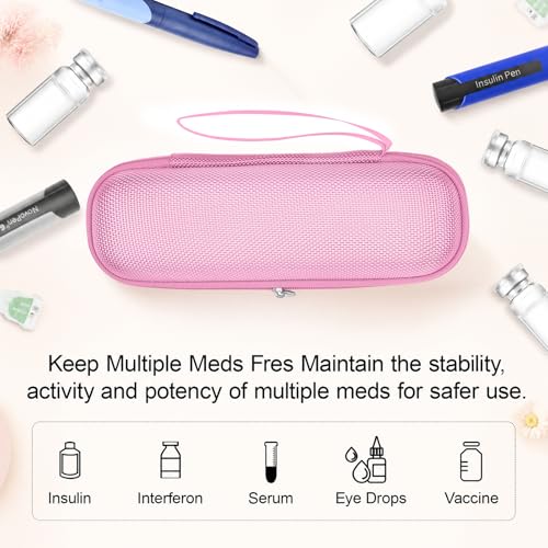 sijidou Insulin Cooler Travel Case, Portable Insulin Travel Case, Insulin Cooling Cases Insulated Organizer for Insulins Pens (Pink) - color: Pink