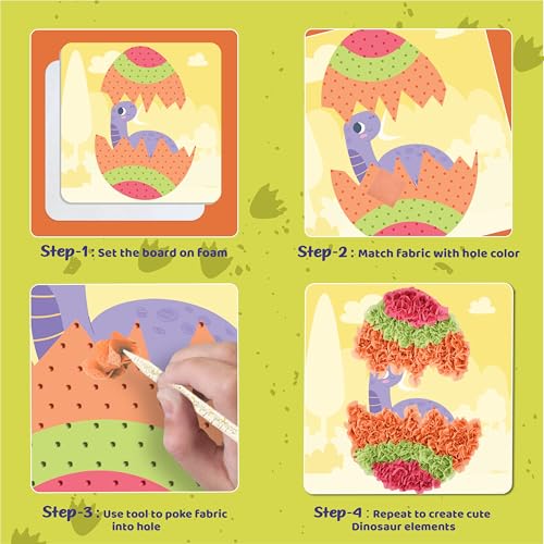 jackinthebox Poke Art Dinosaurs Crafts Kit for Kids, Boys & Girls, Ages 4-8 - style: Dinosaur