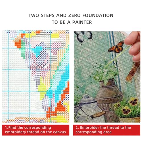 DMCVIVR Stamped Cross Stitch Kits for Beginners Adults Needlepoint Kits for Beginners Embroidery Kits for Adults Crossstitch Kit for Beginners 11CT-Bird Snow Scenery 16x20 inch, ArtKits19 - color: ArtKits19