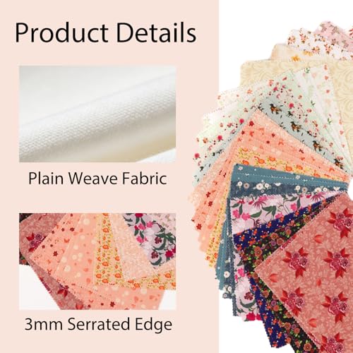 5" Fabric Squares, Charm Pack Fabric for Quilting, Pre-Cut Quilting Squares - color: Spring Bouquet