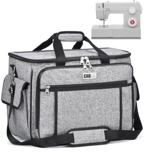 CAB55 Sewing Machine Case - Carrying Bag with Removable Padding, Tote for Machine and Accessories - color: Gray