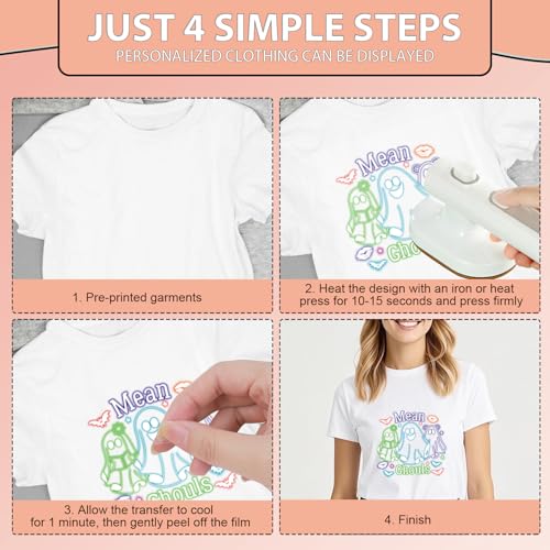Halloween Iron on Patches for T-Shirts - 20 Pcs Cut Ghost Dtf Transfers Ready to Press, Bat Bow Colorful Heat Transfer Designs Vinyl Stickers, Iron on Decals for DIY Clothes Bags - color: Halloween