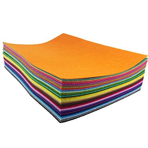 flic-flac 48PCS 8 x 12 inches (20 x 30cm) Assorted Color Felt Fabric Sheets Patchwork Sewing DIY Craft 1mm Thick … (20cm * 30cm, 48pcs) - color: 48pcs, size: 20cm * 30cm