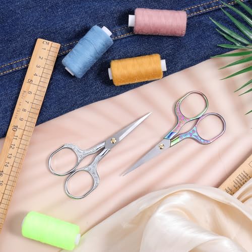 Small Sewing Scissors, 5 Inch Embroidery Scissors 2 Piece, Sharp Precision Crochet Scissors Facial Hair Beard Trimming Scissors for Yarn Fabric, Needlework, Arts & Crafts DIY Tools
