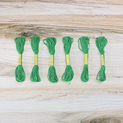 Embroidery Floss Pack – 6 Skeins, 8.7 Yards Each – Green Embroidery Floss for Needlework, DIY Bracelets, Crafting, Weaving - color: Green