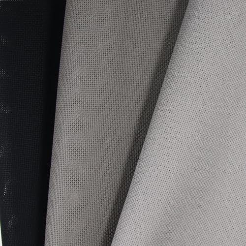 KCS 3 pc of 15" x 18"(38cmx45cm) Counted Cross Stitch Cotton Aida Cloth Needlework Rolled Fabric Box,18CT,Medium Grey+Dark Grey+Black - color: Medium Grey+dark Grey+black, size: 18CT