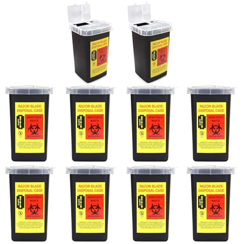 10 Pack Sharps Container Blade Disposal Containers Tattoo Syringe Needle Trash Can Case Barber Razor Storage Dispenser Biohazard Infectious Waste Case for Home Professional Use (10PCS) - color: 10PCS