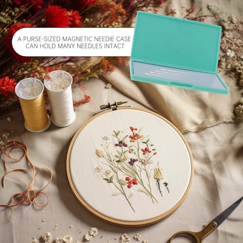 Magnetic Needle Storage Case, Portable Knitting Pin Holder, Magnetic Manual DIY Sewing Stitching Pin Organizer Box (Light Green) - color: Light Green