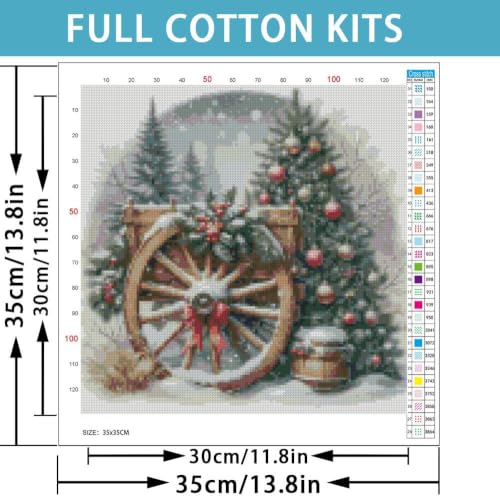 Fotasmua Christmas Snow Scene Stamped Cross Stitch Kit for Adult, Christmas Cross Stitch Kits, 11CT Needlepoint Counted Cross Stitch Embroidery Kit for Beginners Crafts for Home Wall Decor 14x14 Inch - color: SZXY009-US