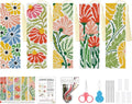 5 Pack 70s Retro Floral Cross Stitch Bookmark Kits for Adult Beginners - color: Mid-Century Modern Flower Bookmark