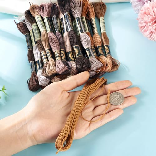 24 Skeins Embroidery Thread Floss 1mm Friendship Bracelet String Making 6 Ply Polyester Cross Stitch Kit Supplies 24 Color 8.75 Yards(8m)/Skein - color: 24 Colors B