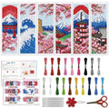 ACRNIGHEET 6PCS Stamped Cross Stitch Bookmark Kit for Beginners Japanese - style: Landscape Patterns 5