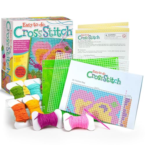 4M Easy-to-Do Cross Stitch Kit - DIY Mini Tote Bag Sewing Set for Kids 8+ - style: 2025