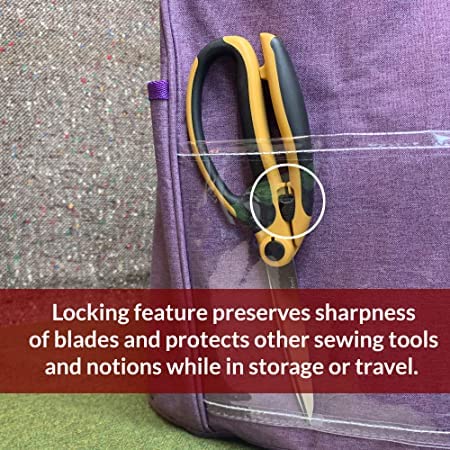 Madam Sew Spring Loaded Scissors | Premium 9.5" Fabric Shears with Precision Blades, Slide Lock, and Anti-Slip Grips | Ideal for Right or Left Hand Sewing | Heavy-Duty All-Purpose Craft Scissors