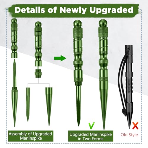 Shimeyao 12 Pcs 2026 Update Paracord FID Knotter Tools Set, Army Green - color: Army Green