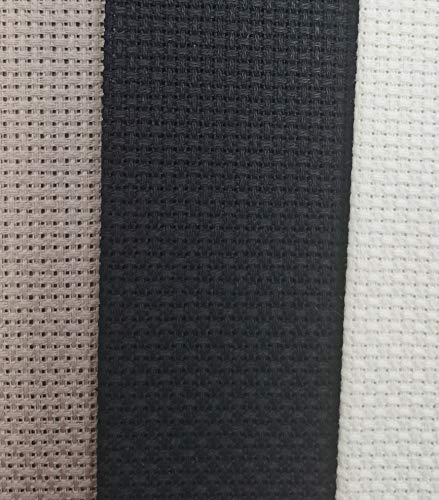 KCS 3 pc of 12" x 18" 14CT Counted Cotton Aida Cloth Cross Stitch Fabric (Ecru+Coffee+Black) - color: Ecru+coffee+black