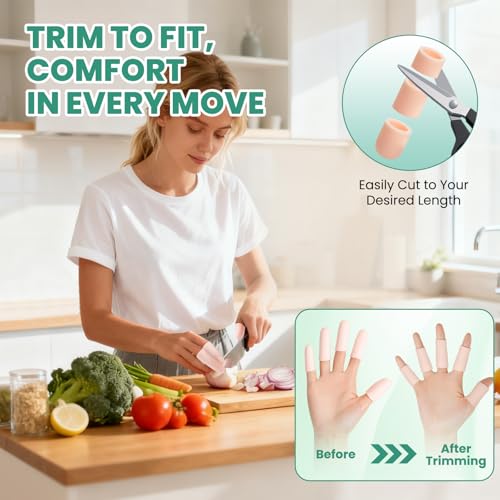 Gel Finger Cots & Finger Sleeves, 20 Pack Silicone Protectors, Nude - color: Nude