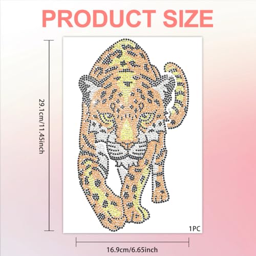 1 Pc Leopard Pattern Rhinestone Iron on Hotfix Transfer Decal, Bling DIY Patch Clothing Repair Applique T-Shirt Vest Shoes Hat Jacket Decor Clothing DIY Accessories - color: Leopard