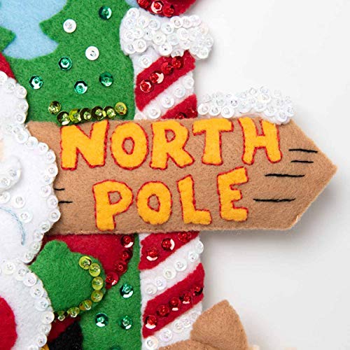 Bucilla 89228E Felt Applique Christmas Stocking Kit, 18", North Pole Santa - style: Stocking