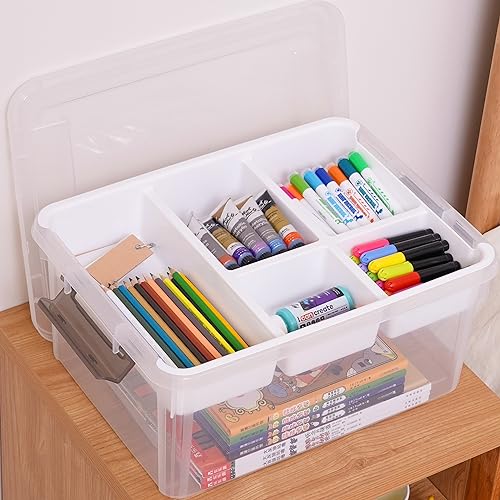Citylife 17QT 2Packs Clear Craft Organizers and Storage Box with Tray - size: 17 Qt- 2 Pack