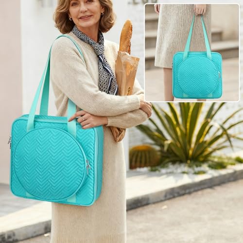 FINPAC Embroidery Bag, Cross Stitch Storage, Square Quilted Tote Organizer - color: Teal